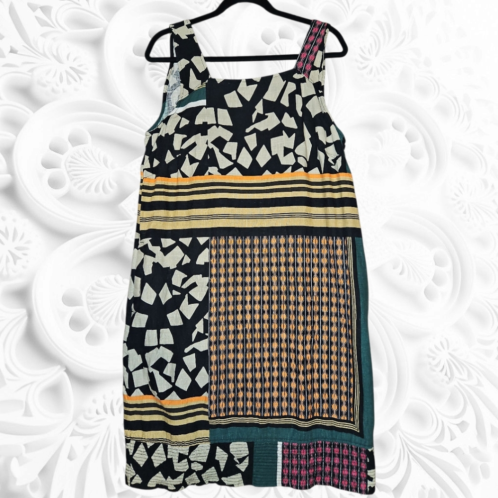 Next Patchwork Midi Dress - Black, White, Green, Yellow